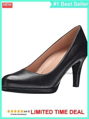 Women's Leather Round Toe High Heel Pump 3 Inch Walkable Heel